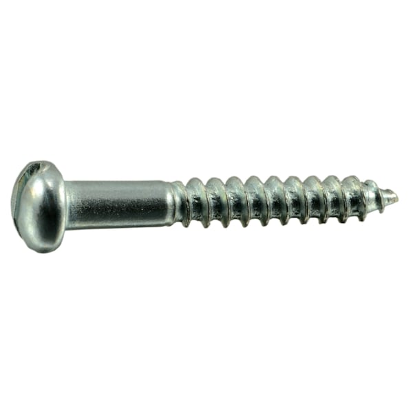 Midwest Fastener Wood Screw, #6, 1 in, Zinc Plated Steel Round Head Slotted Drive, 72 PK 61905 - main